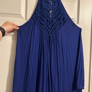 Royal Blue Sleeveless Smocked Blouse